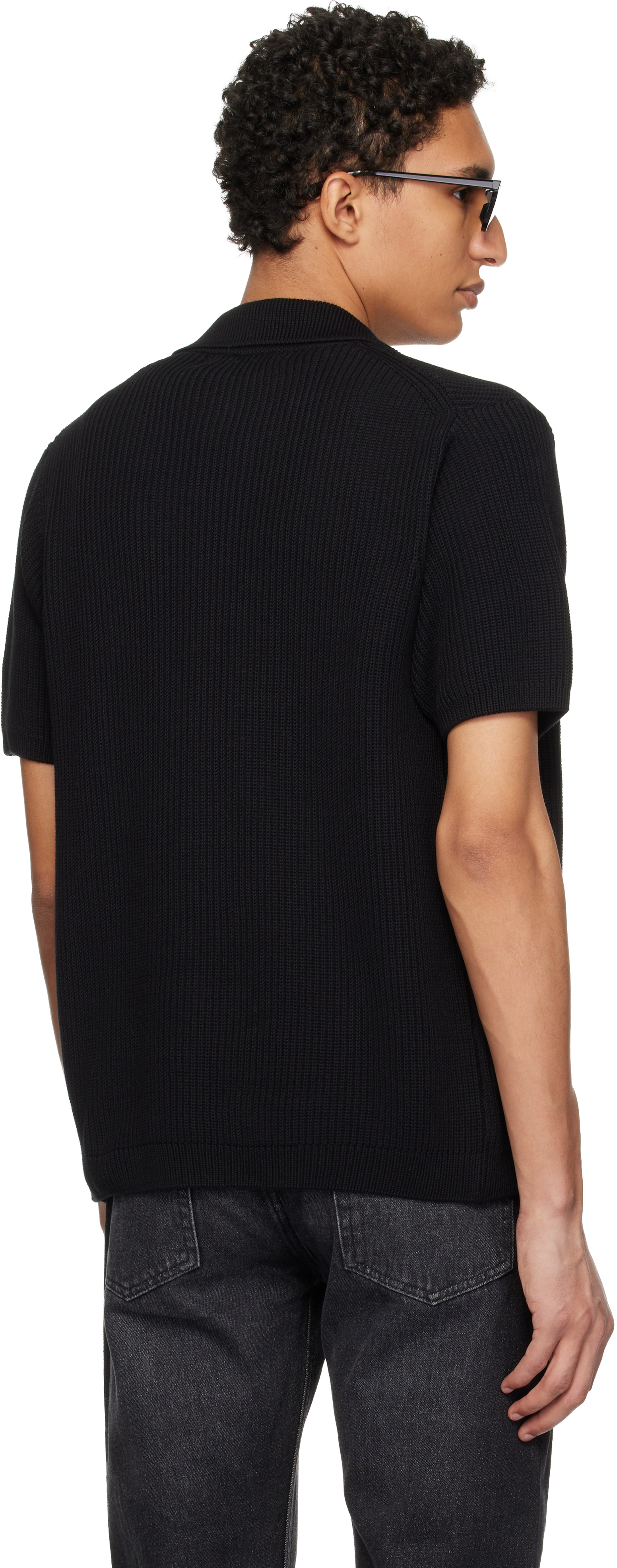 Black 1961 Ribbed Cotton Knit Shirt