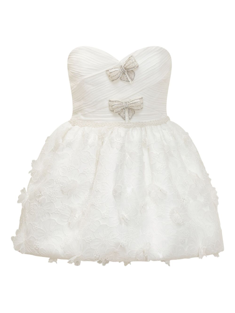 Self-Portrait bow-detail organza mini dress - White