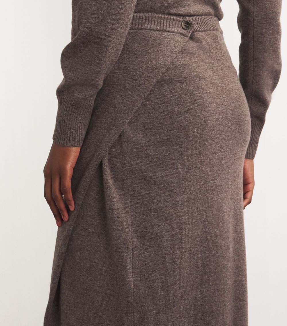 Wool-Cashmere Fasten Maxi Skirt