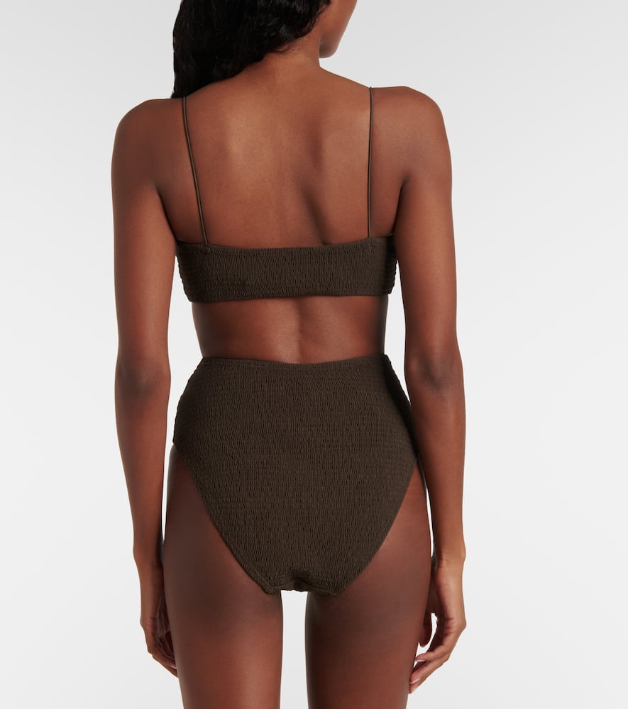 Shirred jersey bikini top