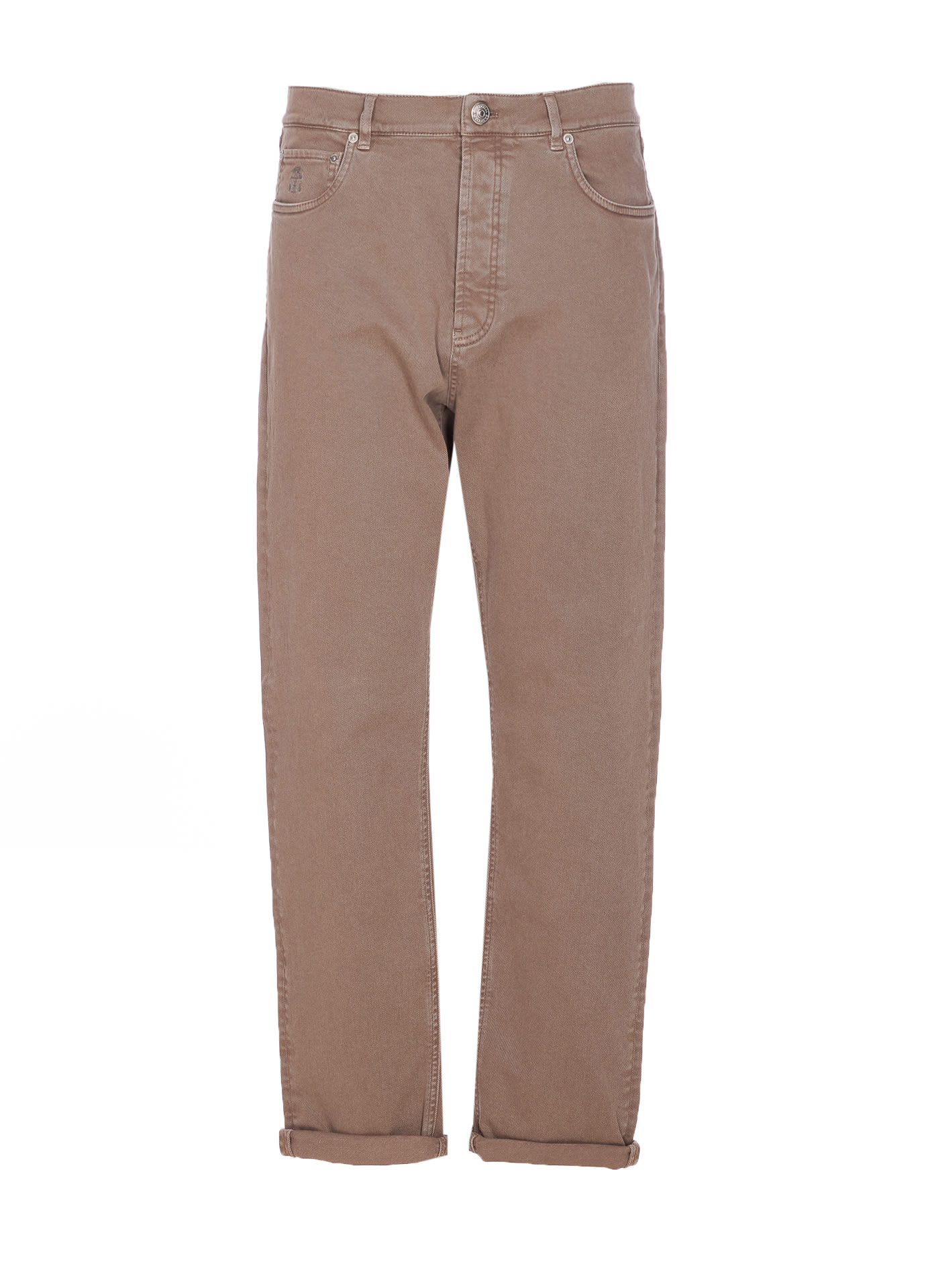 Embroidered-pocket trousers - Brown