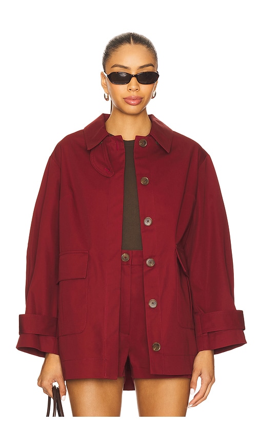 MATTHEW BRUCH Cargo Barn Jacket in Burgundy Cotton Twill.  S also in