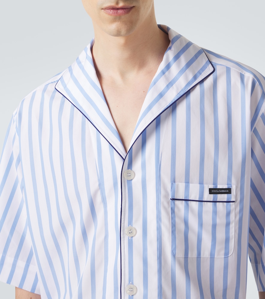 Striped cotton and silk poplin shirt
