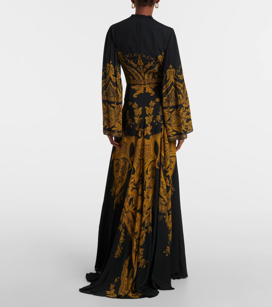 Printed crêpe jersey gown