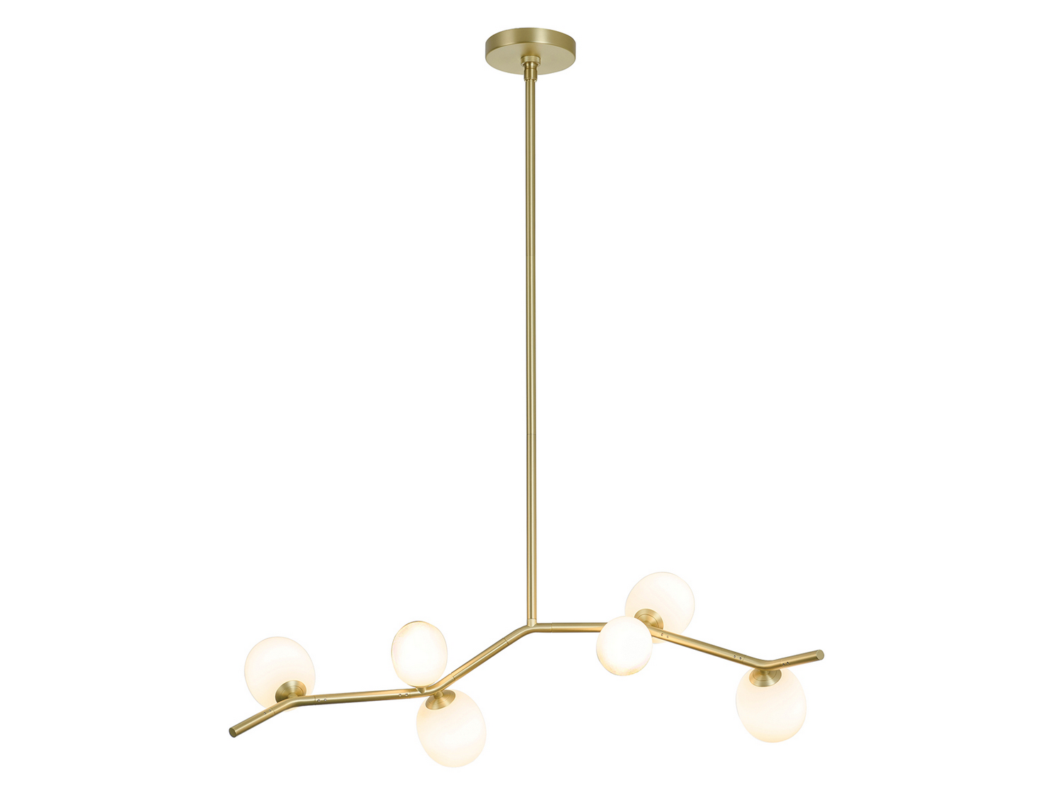 Hampton 6-Light Chandelier in Brushed Brass With White Gla