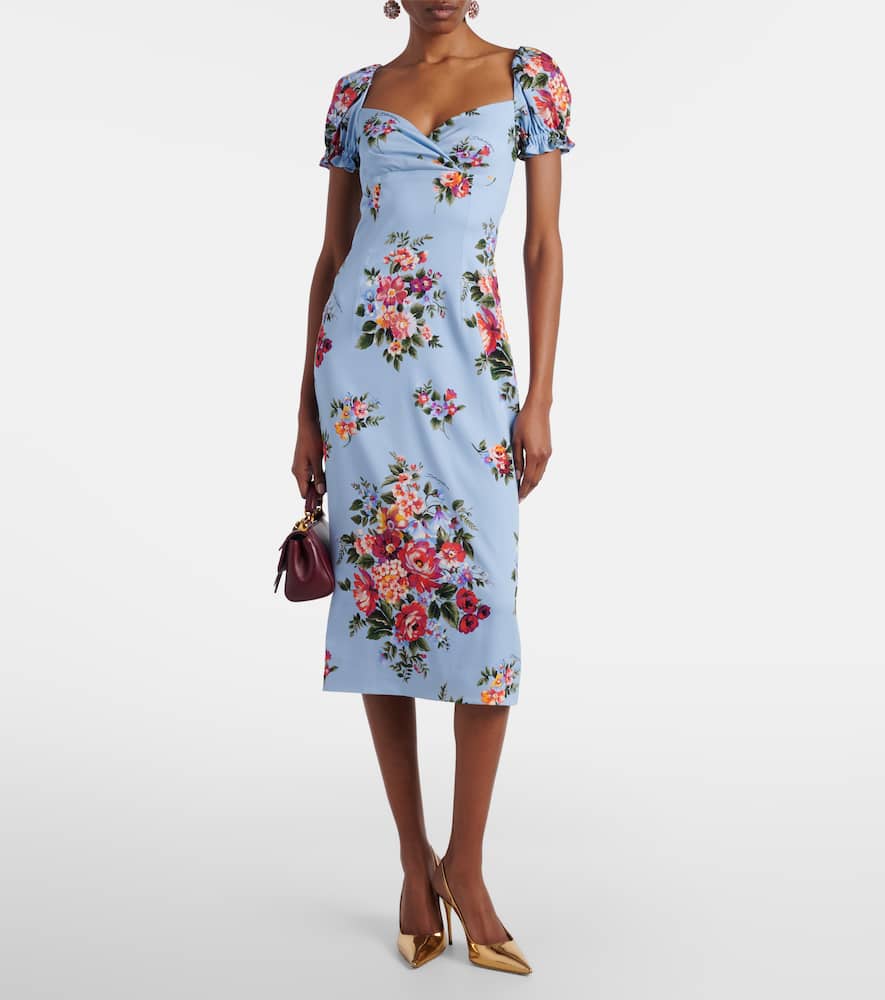 Floral silk-blend midi dress
