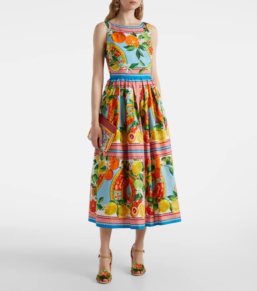 Printed cotton midi dress