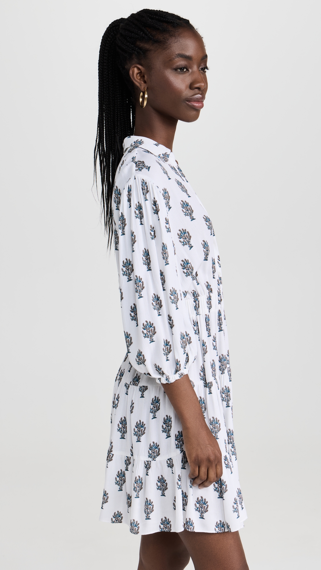 Collared Dress Blue Print