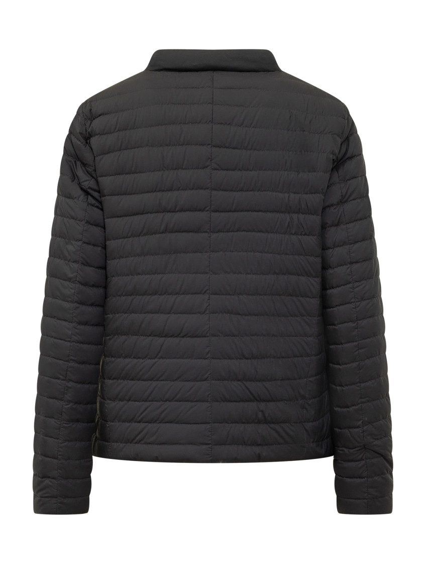 Black Quilted Band Collar Jacket