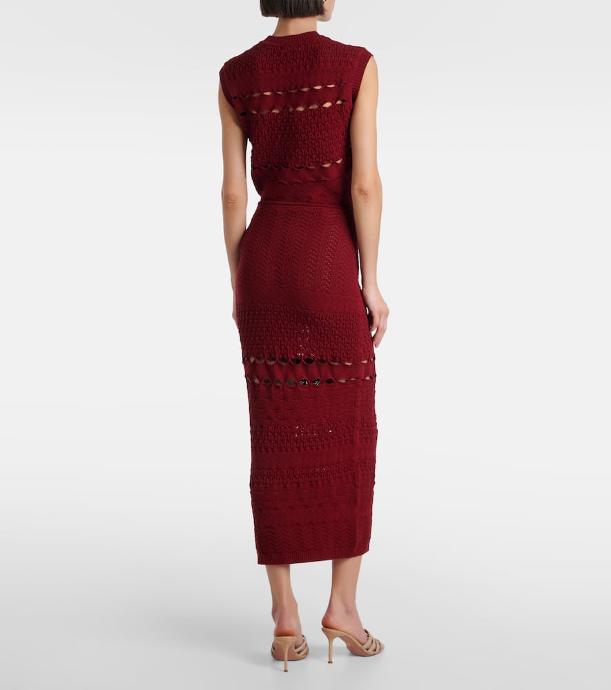 Cut-out knitted midi skirt