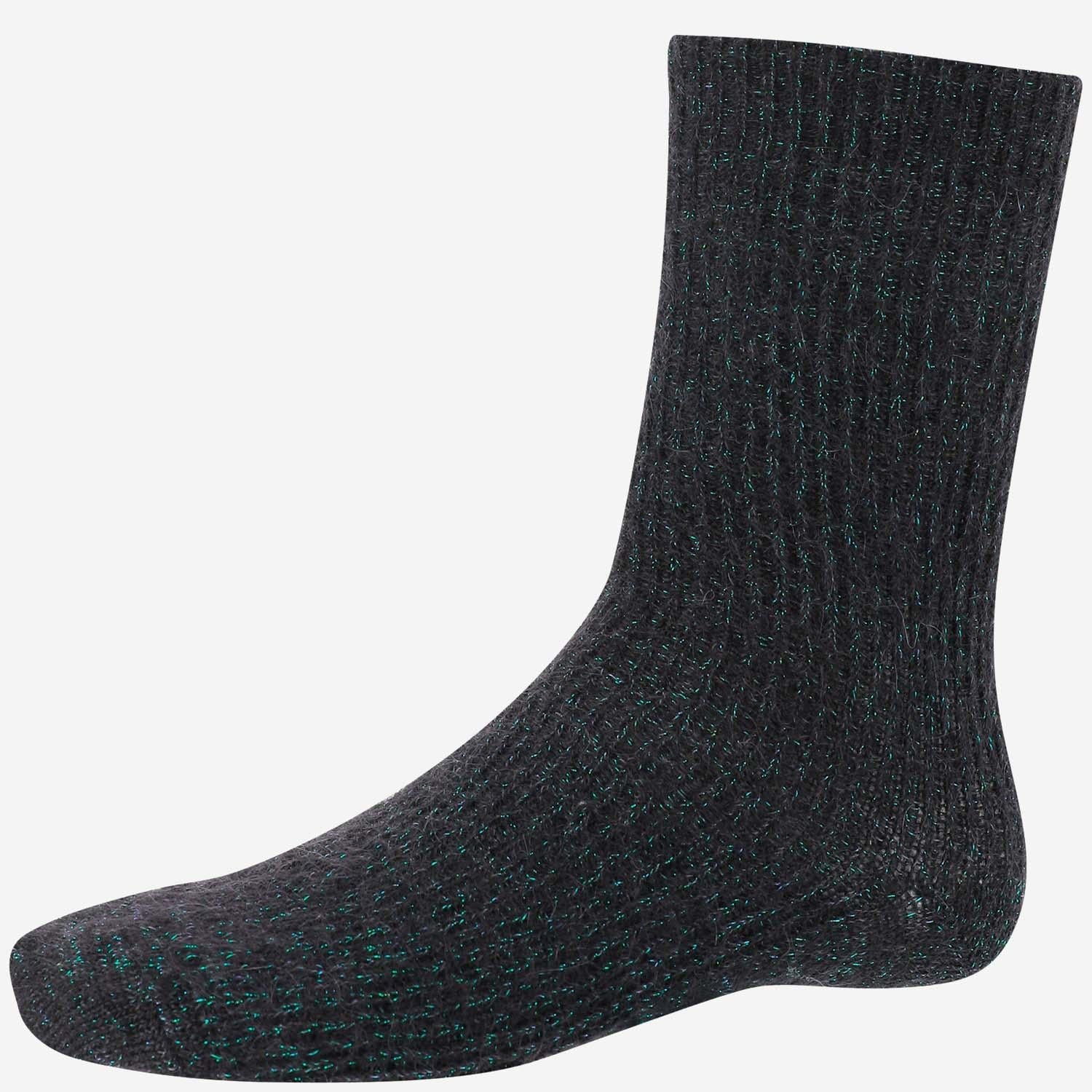 Mohair Blend Ribbed Socks — Black
