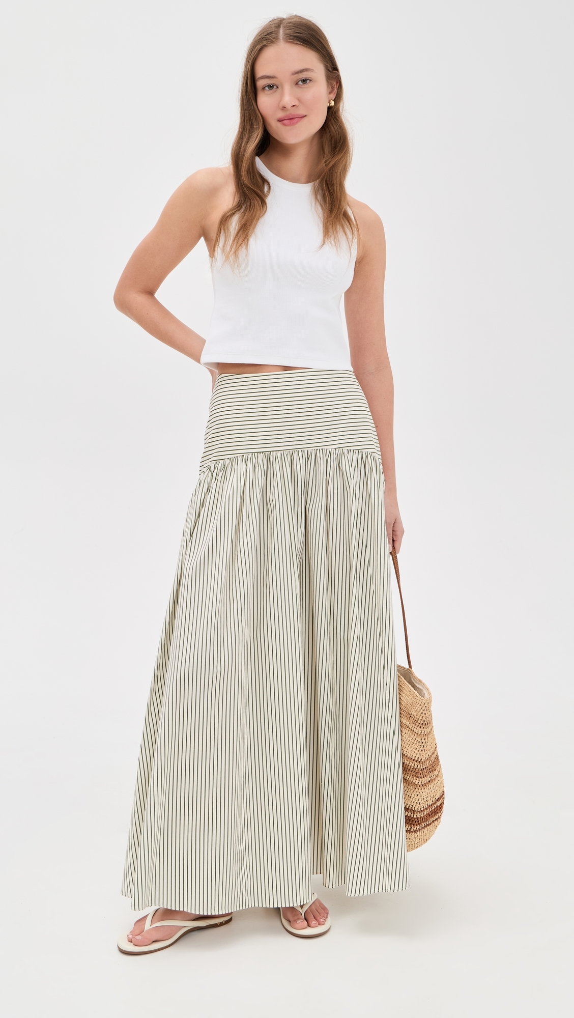 Procida Skirt Chive Stripe