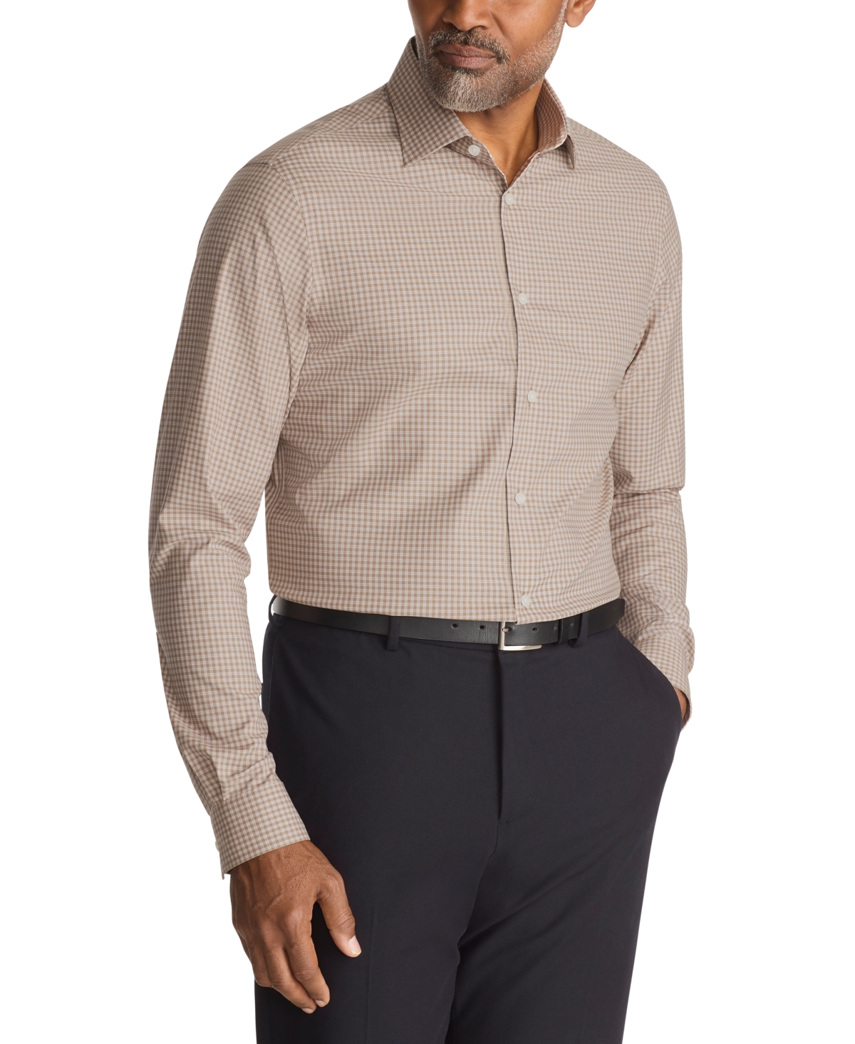 Men's Collared Regular Fit Dress Shirt - Taupe