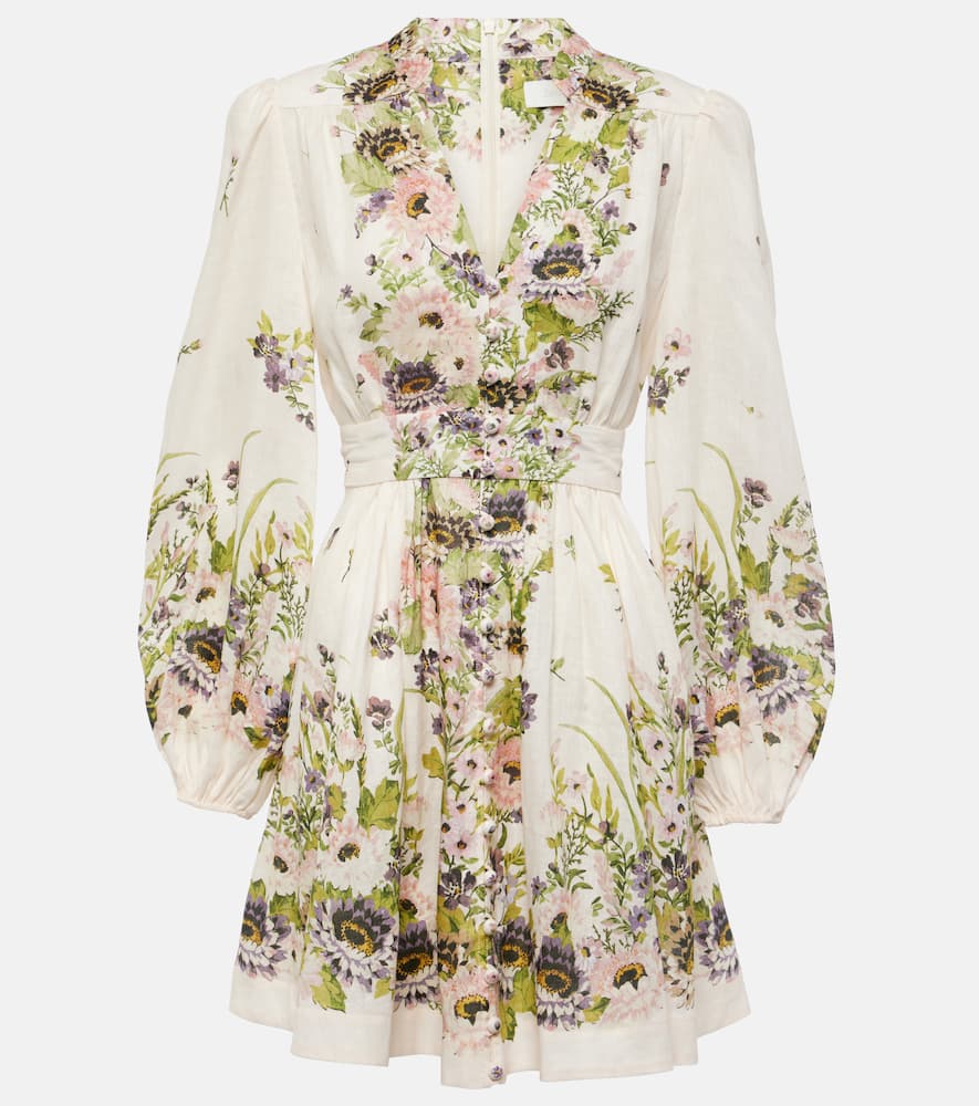 Halliday Plunge floral linen minidress
