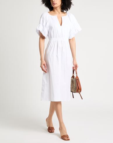 Patrizia Pepe Woman Midi dress White Size 2 Cotton, Polyamide, Elastane