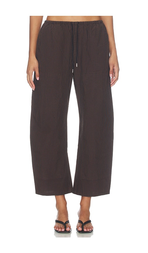 PISTOLA Theo Drawstring Poplin Pant in Brown. XL. Also in