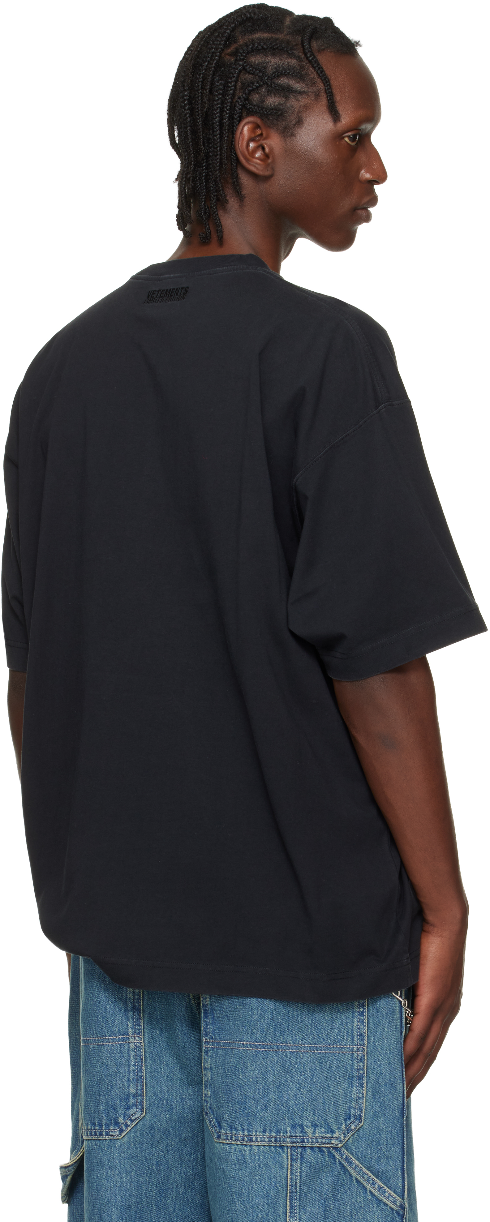 Black Biker Cross Logo T-shirt