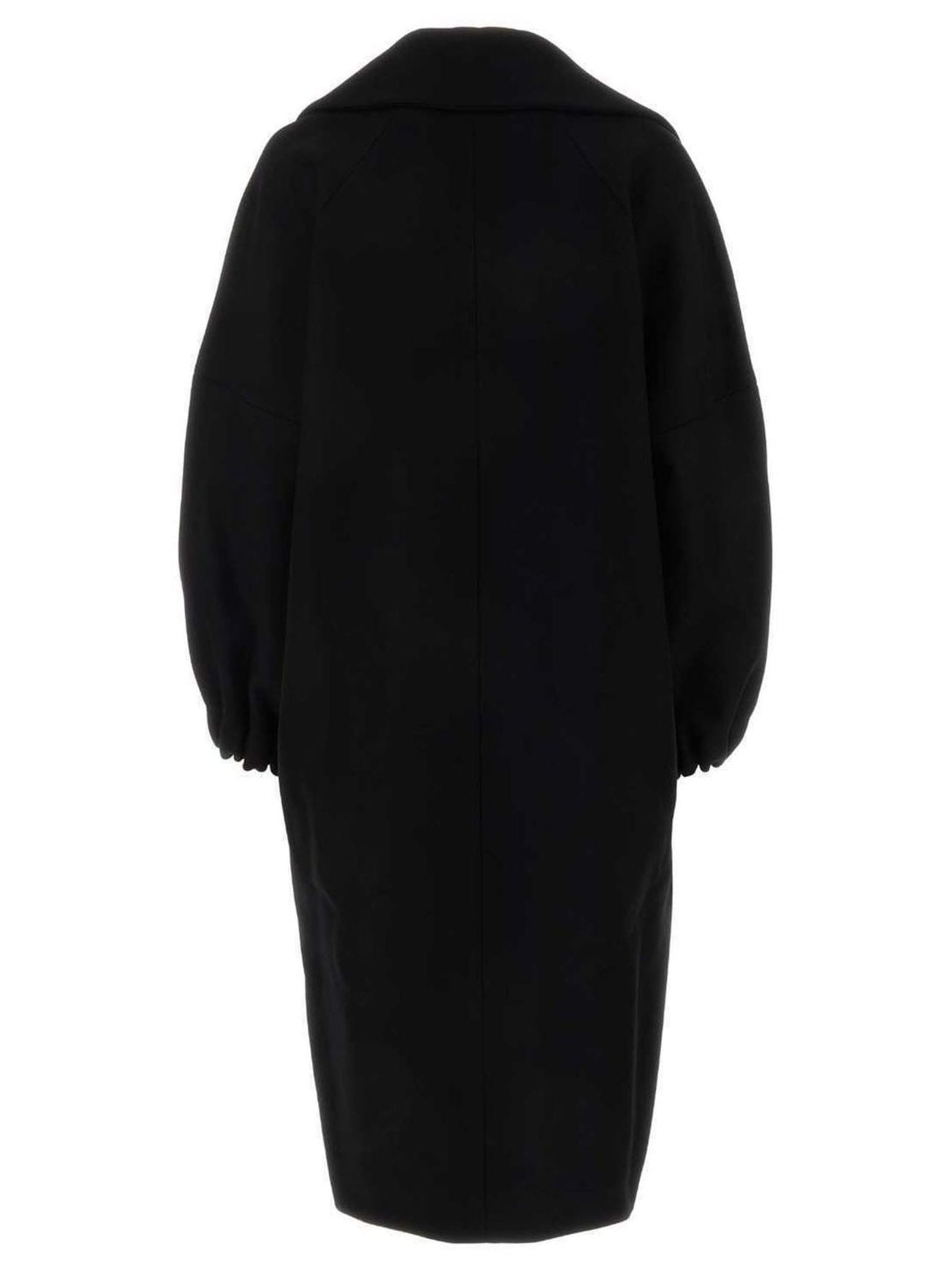Wool-blend button-front coat - Black
