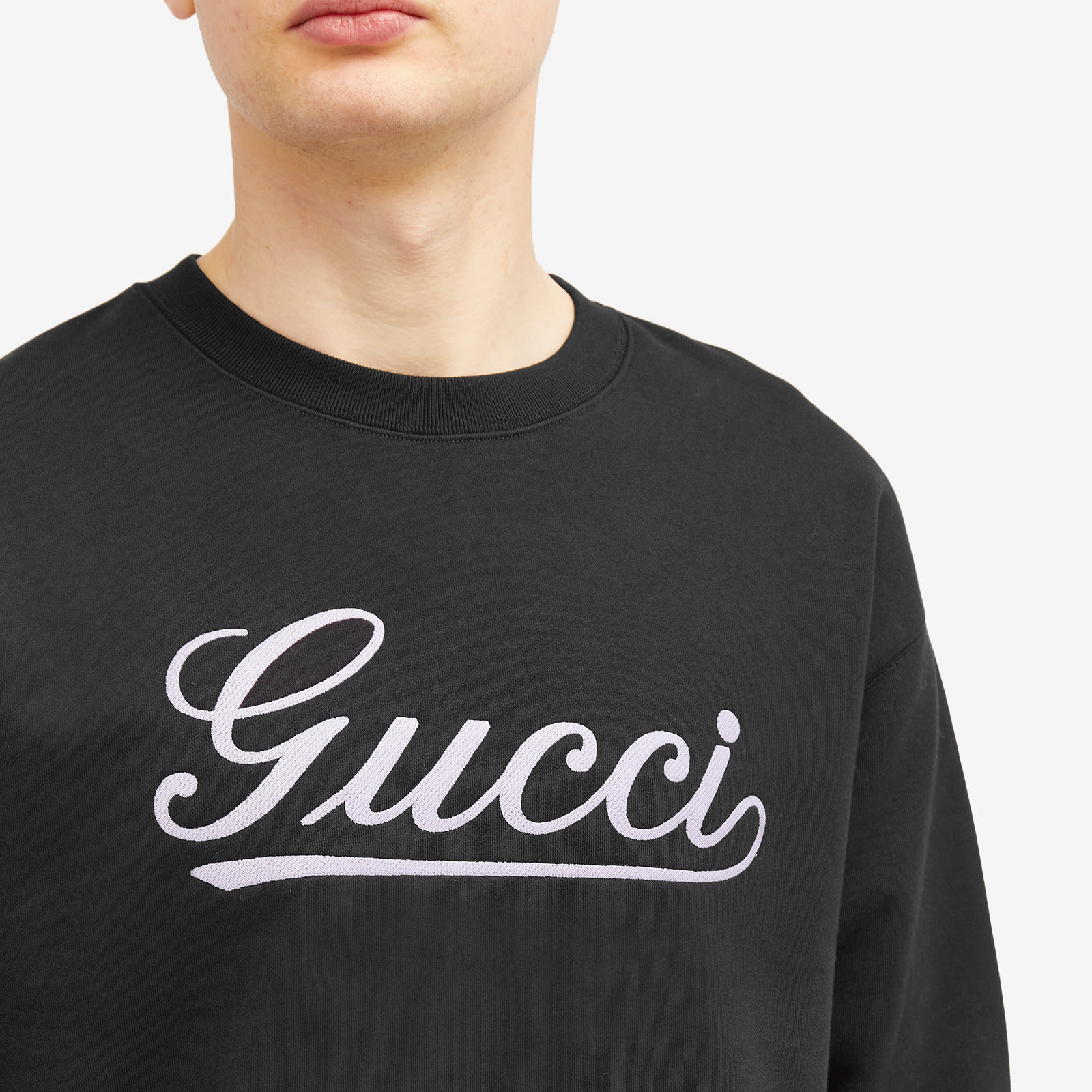 Men's Script Logo Crew Neck Sweatshirt in Black