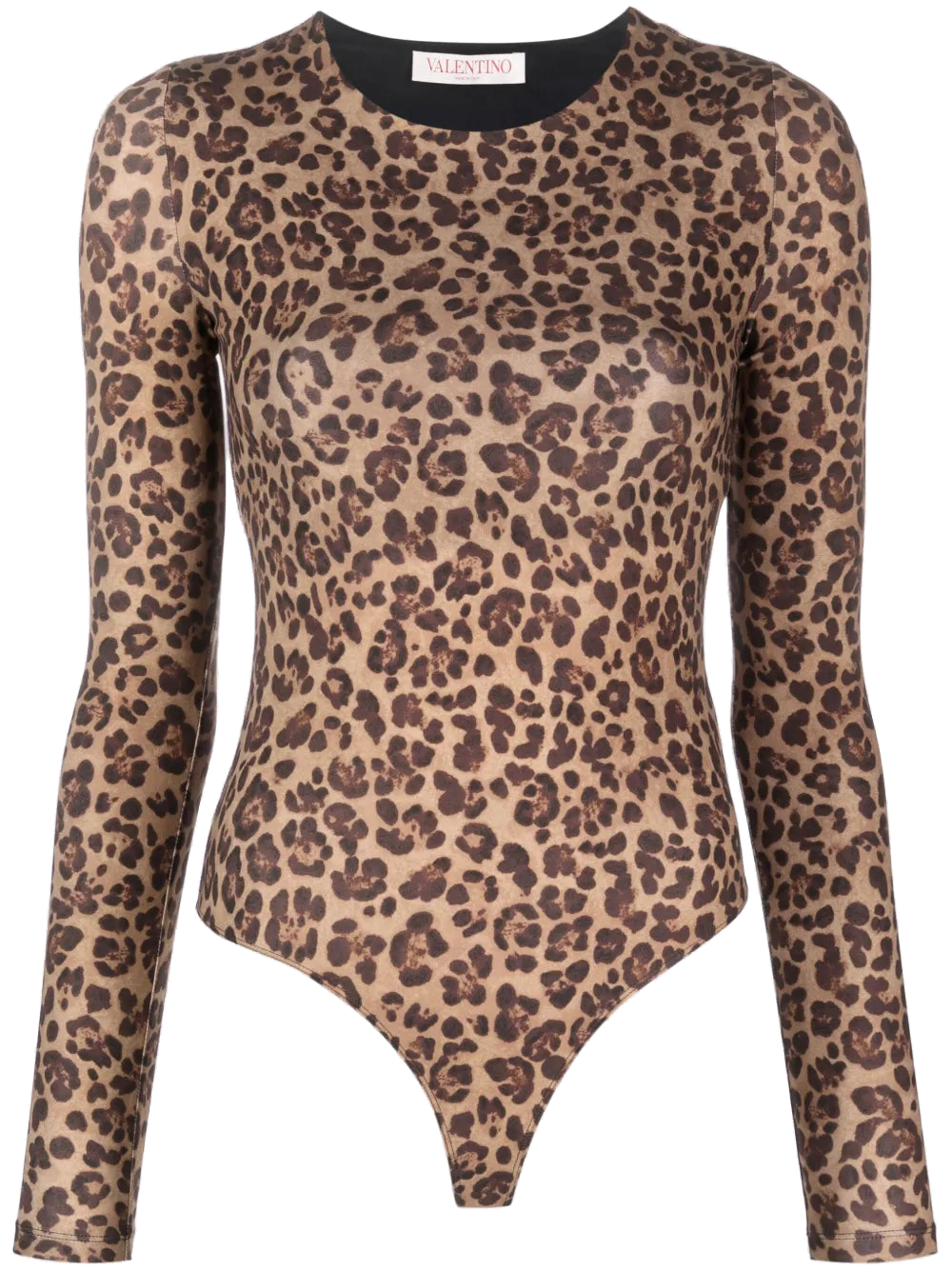 Leopard-Print Jersey Bodysuit — Brown