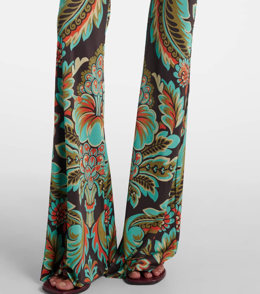 Printed crêpe jersey flared pants