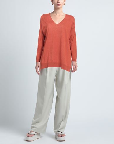 Woman Sweater Orange Size S Linen, Cotton