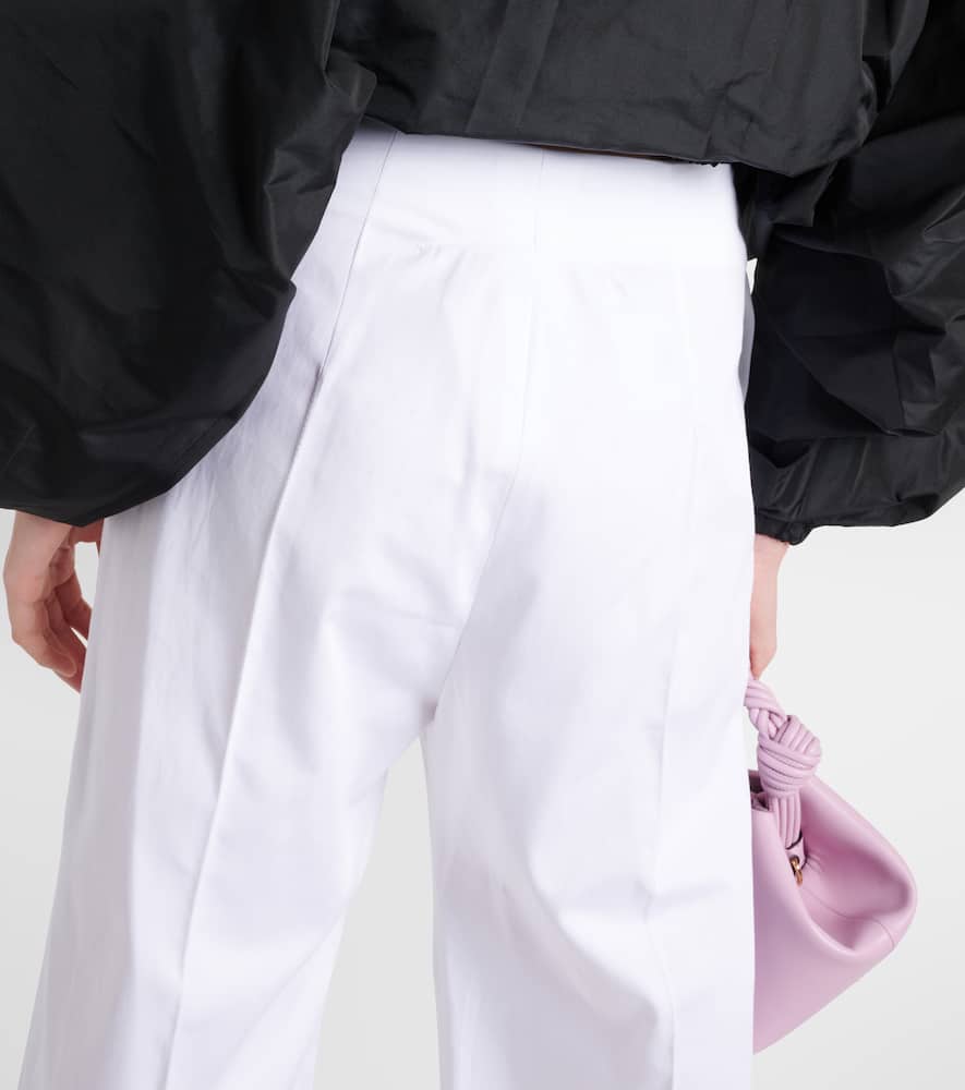 Mid-rise cotton wide-leg pants