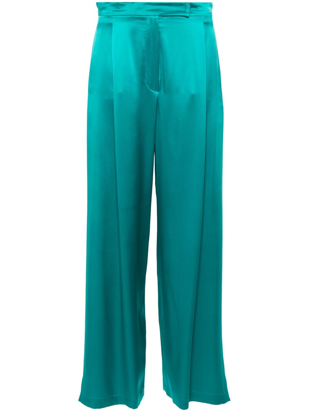 Side-slits silk palazzo pants - Green