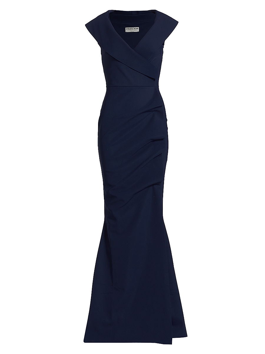 Women's Cocoon Collar Trumpet Gown - Blue Notte