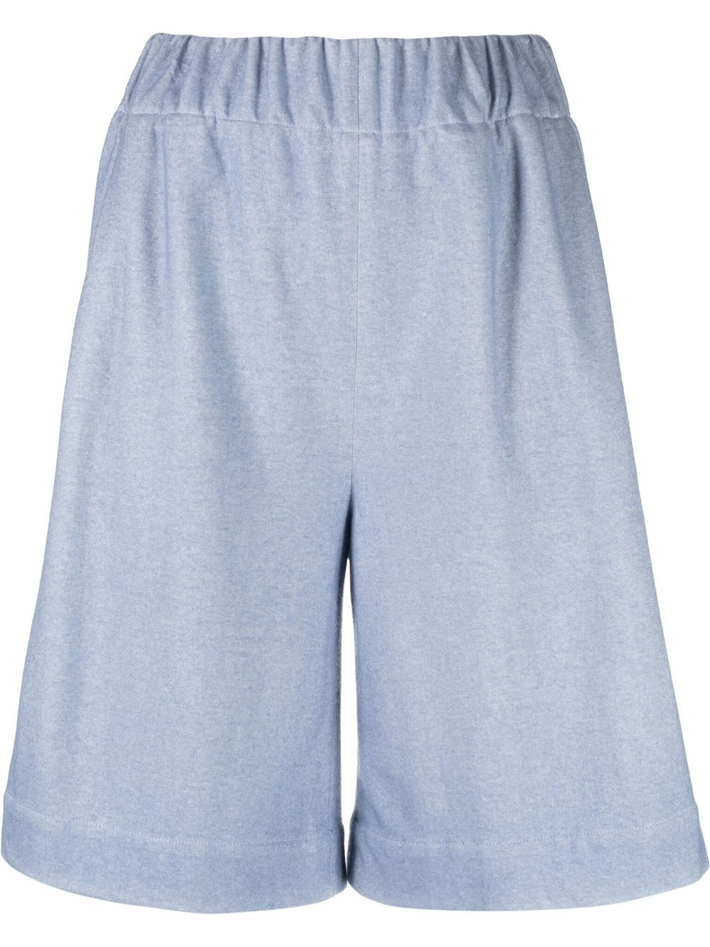 Fine-knit knee-length shorts - Blue