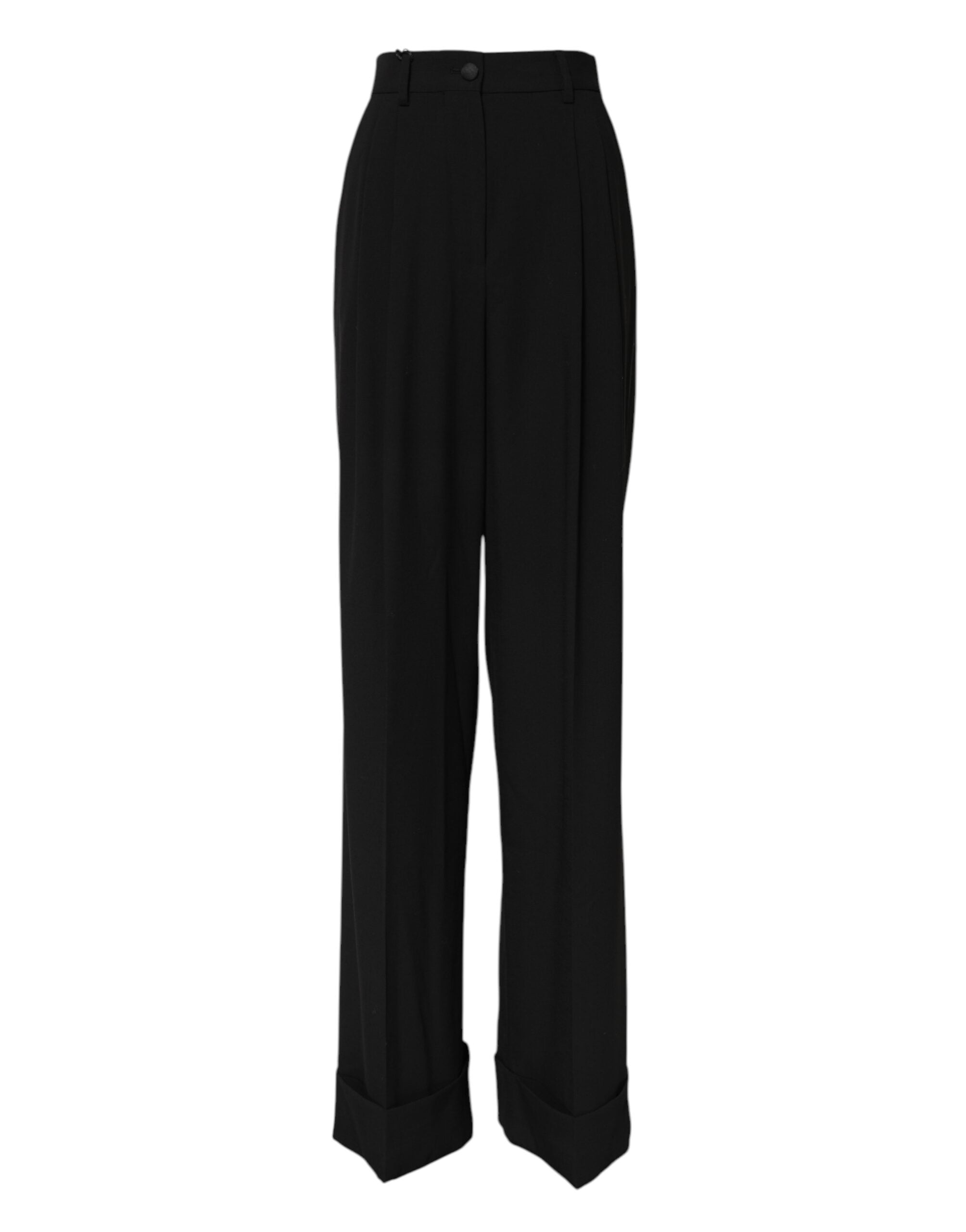 Virgin Wool High-Waist Trousers — Black