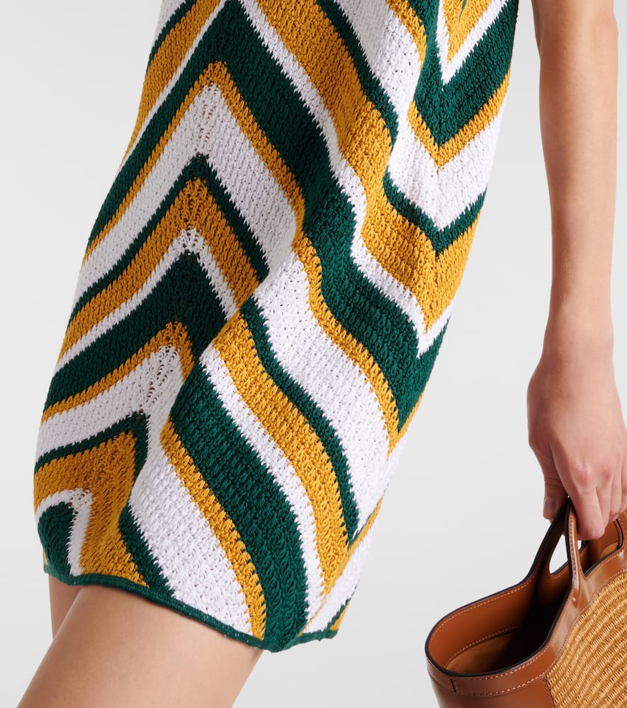 Chevron knitted cotton minidress