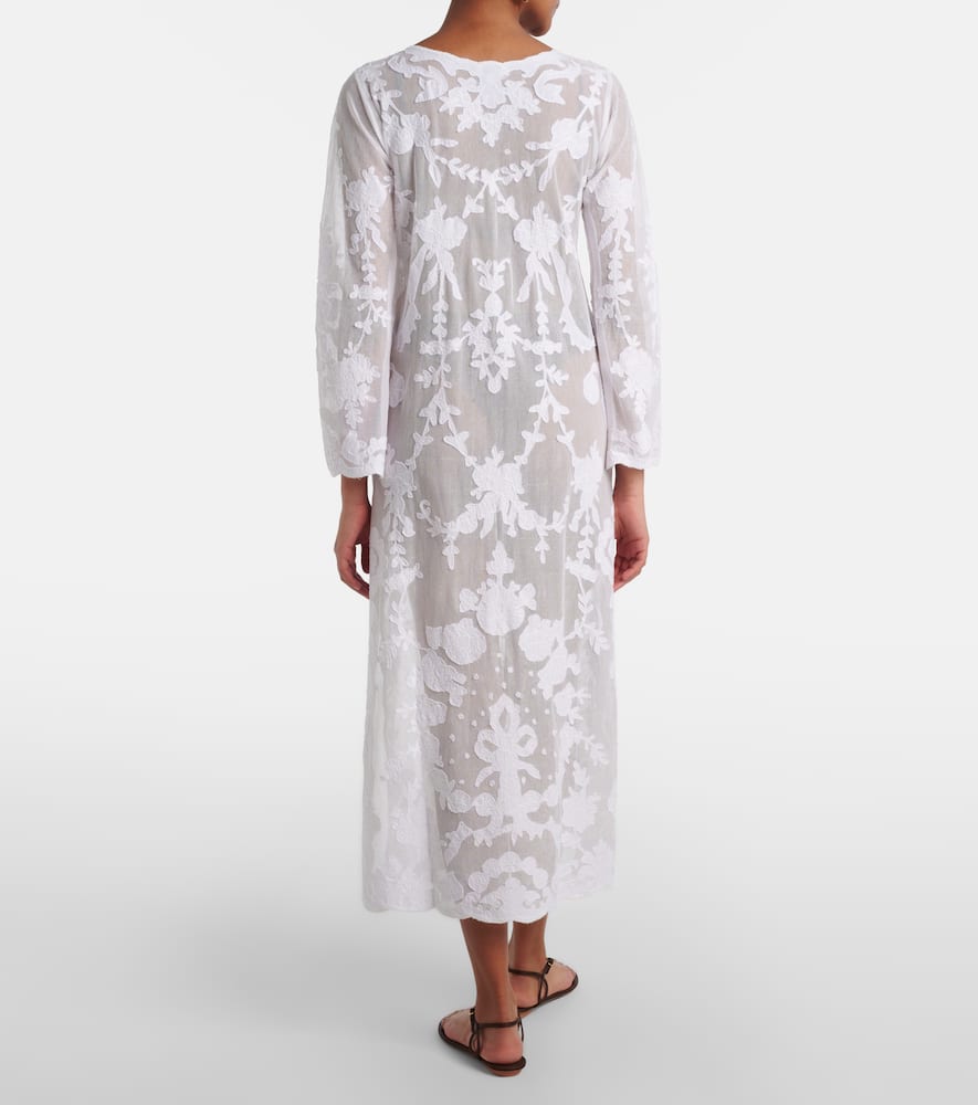 Embroidered sheer cotton kaftan