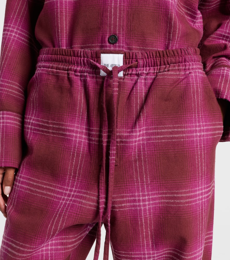 Checked cotton flannel sweatpants