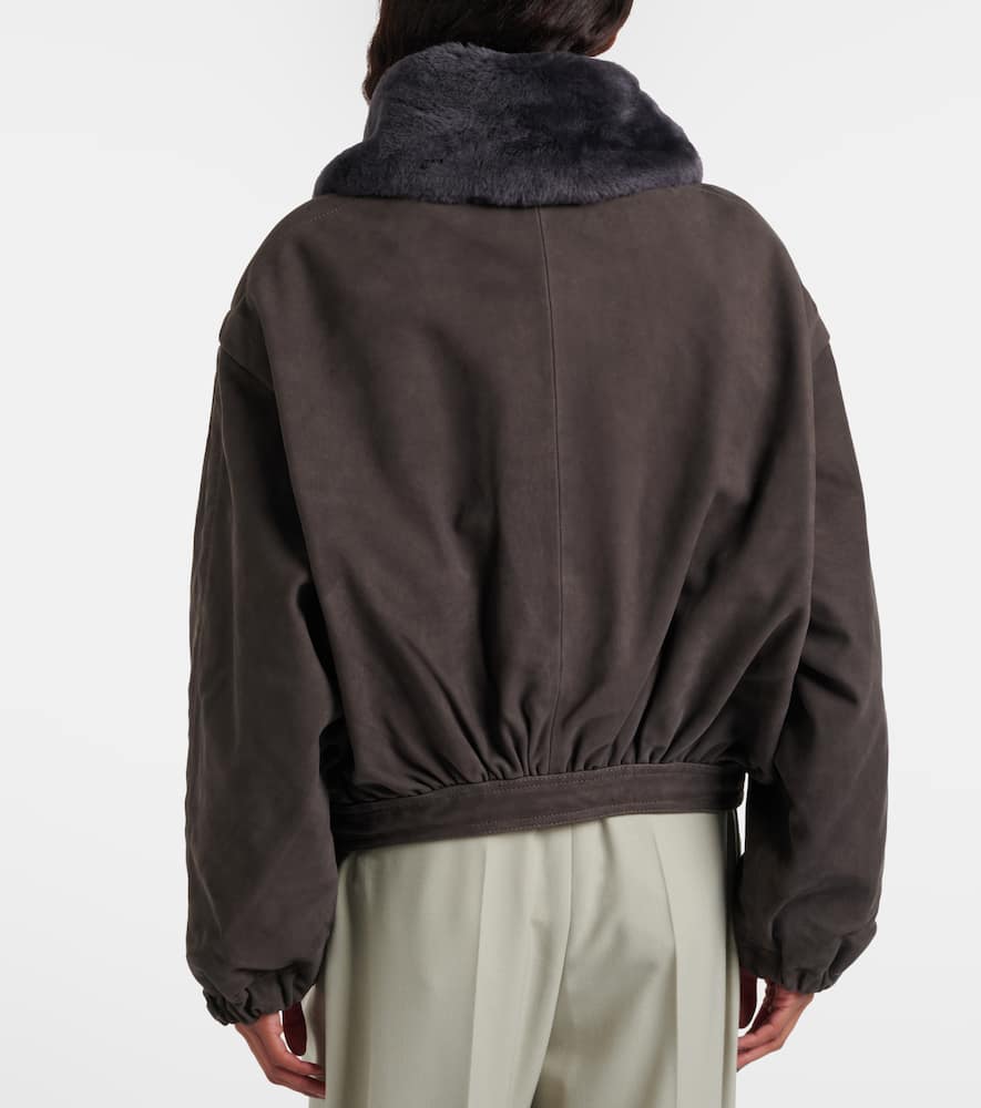 Shearling-trimmed suede blouson jacket