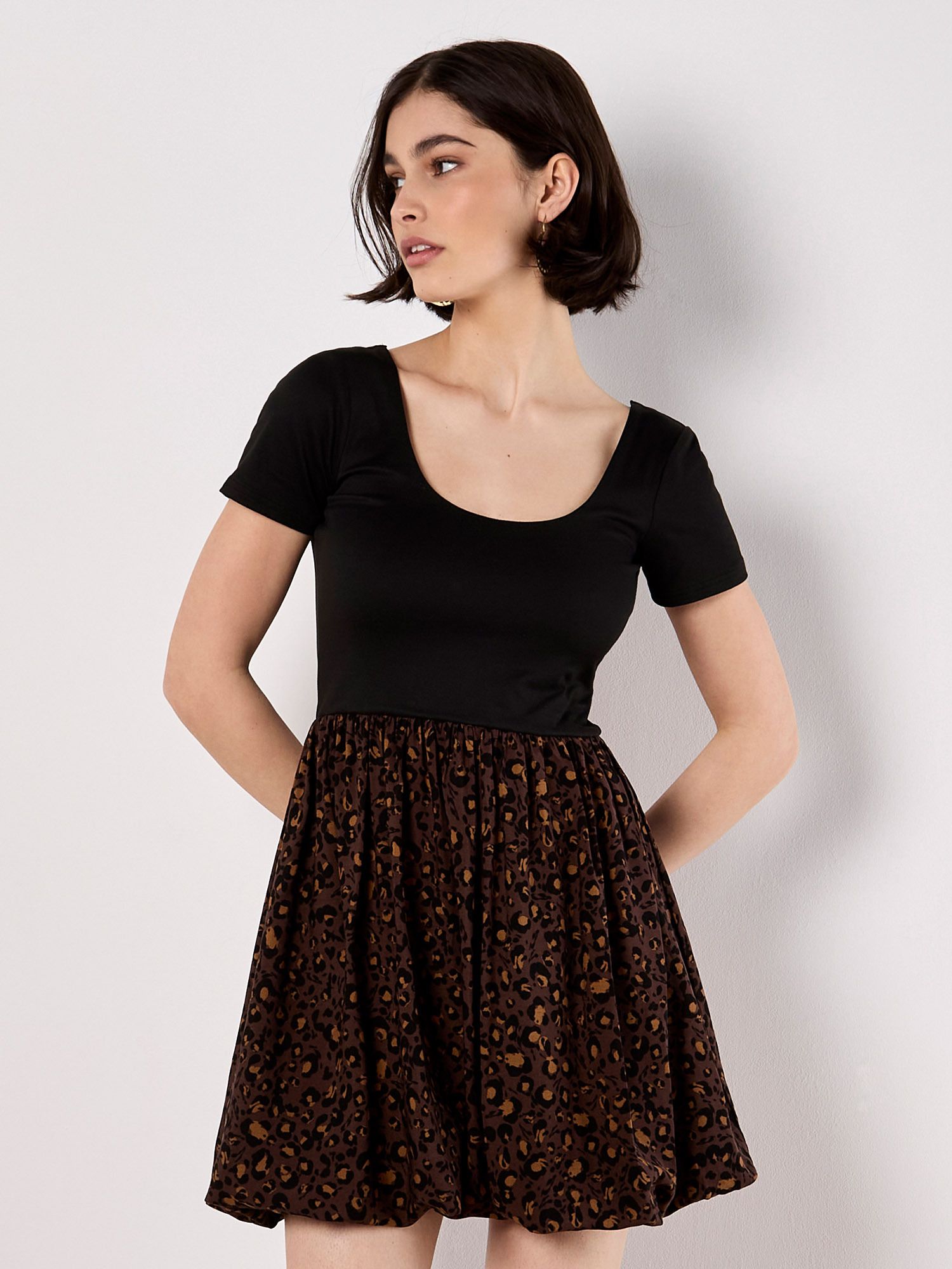 Apricot Women's Leopard Print Jersey Mini Dre