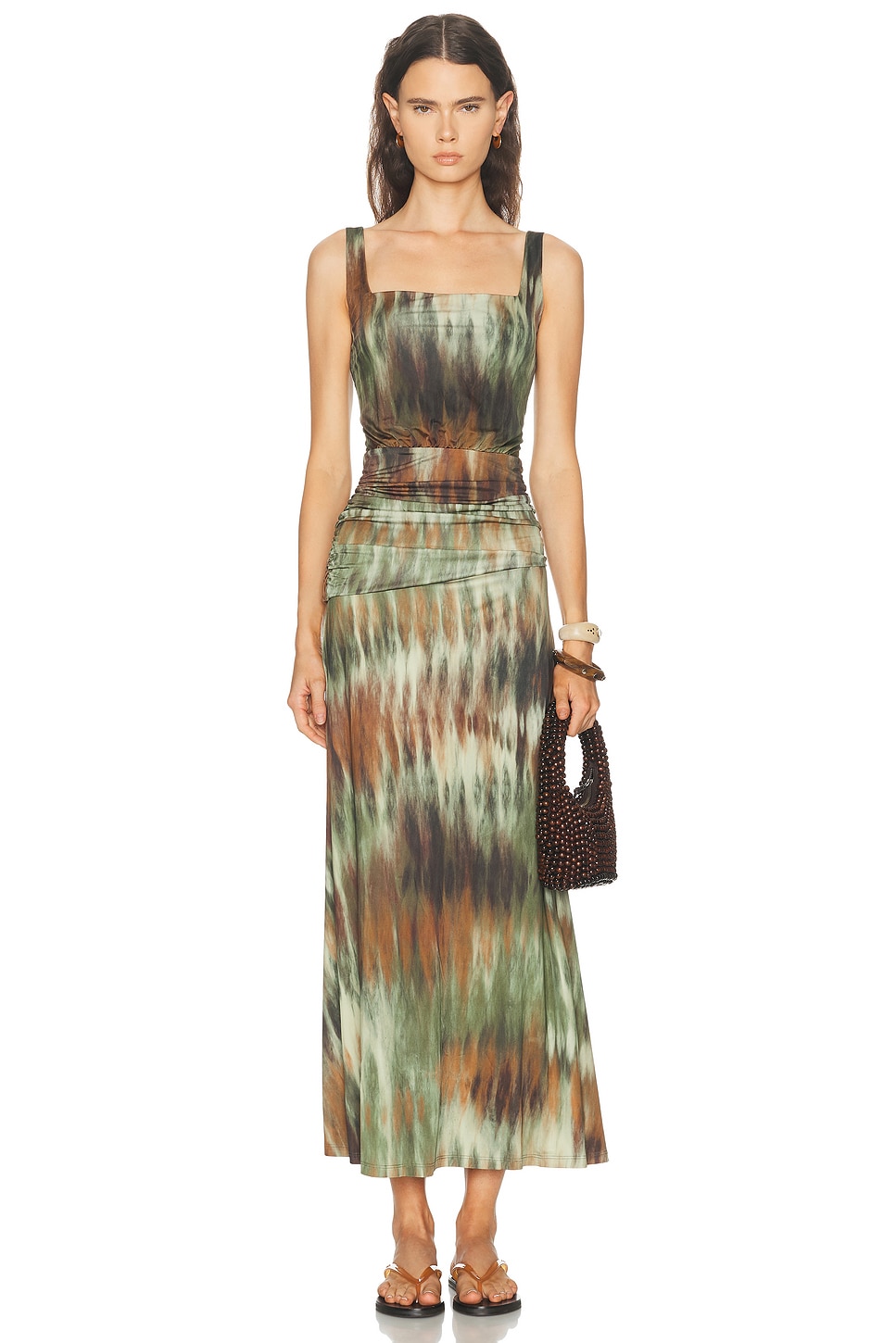 Johanna Ortiz Plant Of Joy Ankle Dress in Pine Green & Chocolate - Green. 0 also , 4