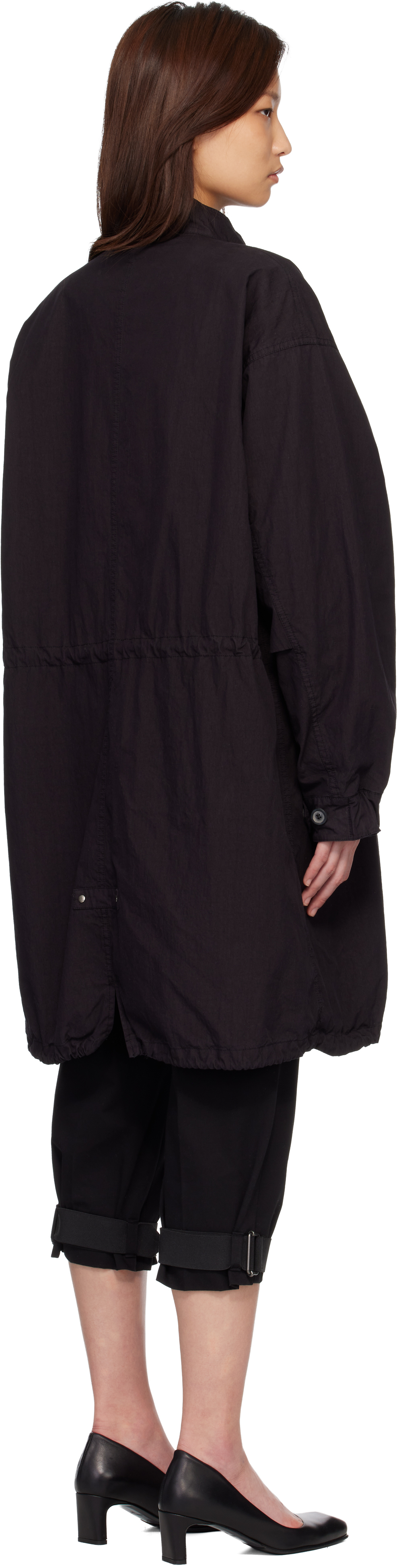 Black Garment Dyed Fishtail Parka