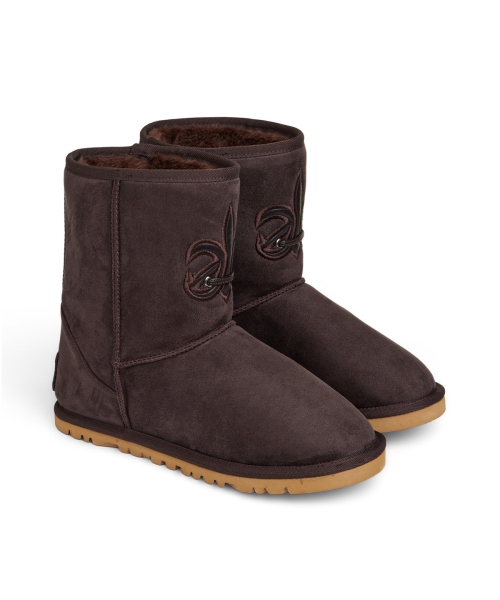 Patch Color Faux Suede Boots In Brown