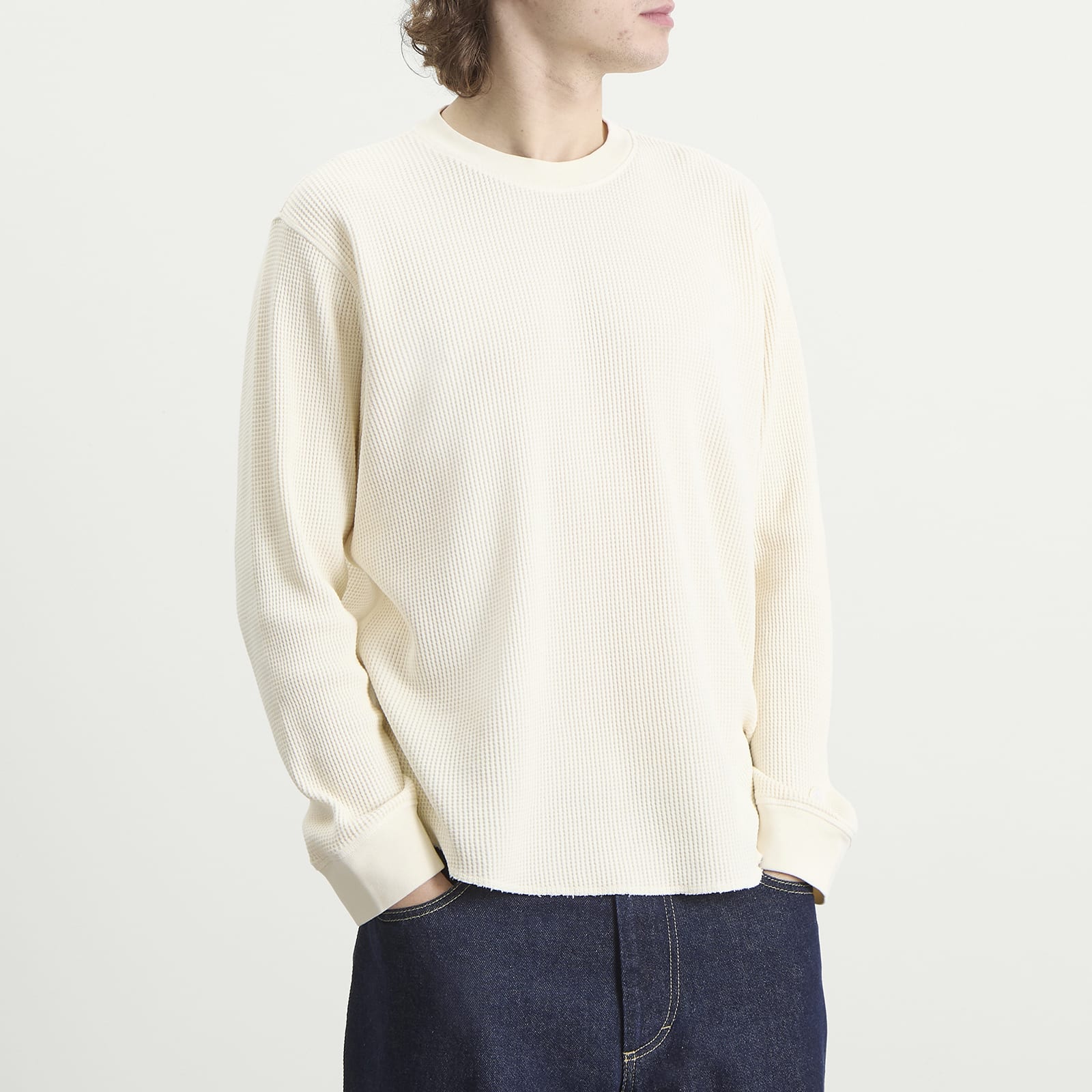 Men's Dylan Long Sleeve Waffle T-Shirt in Ivory