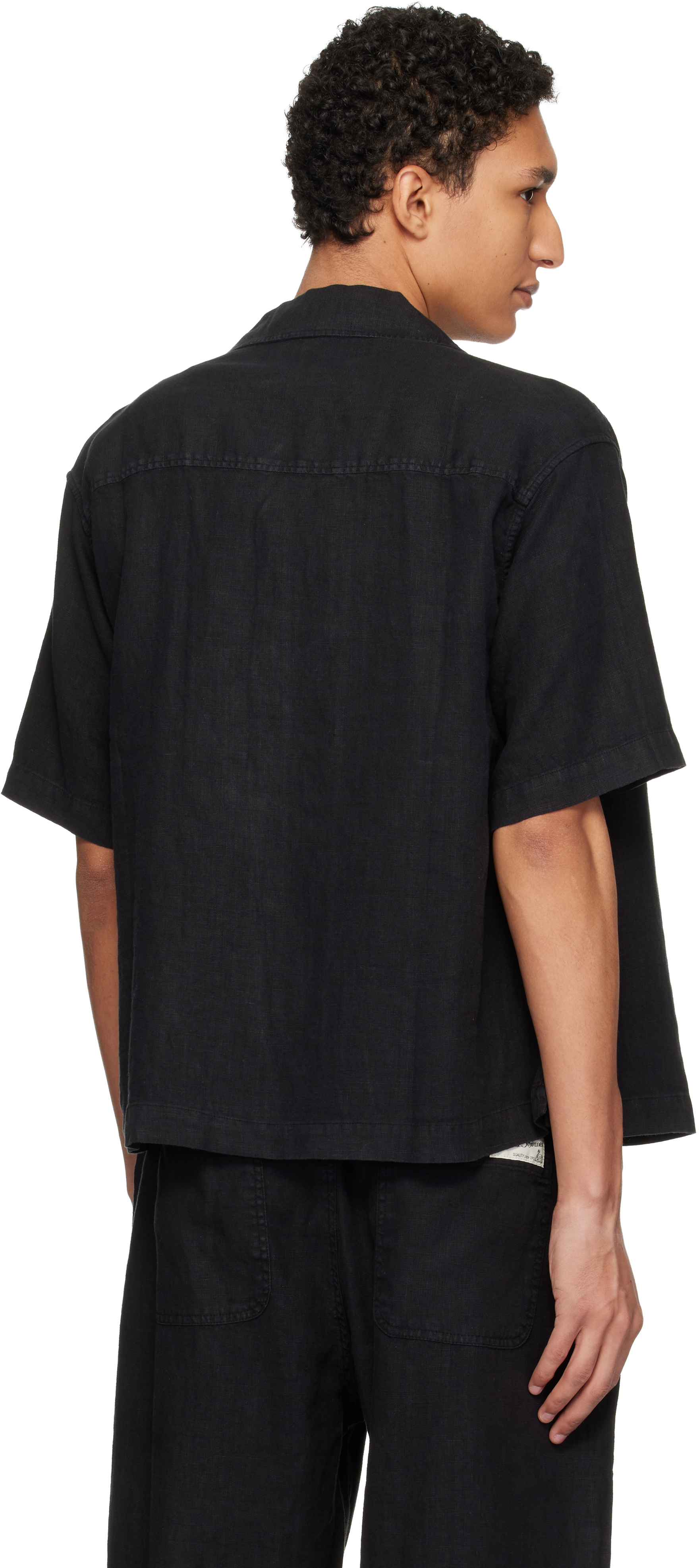 Black Linen Bowling Shirt