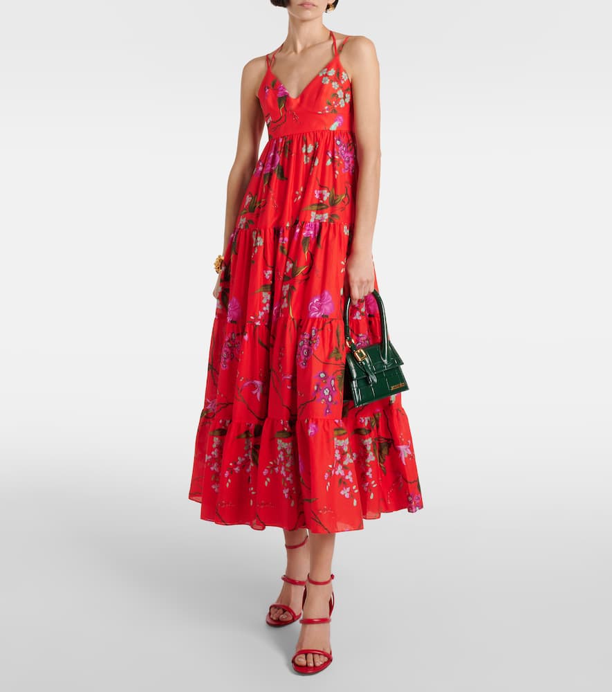 Floral cotton-blend midi dress