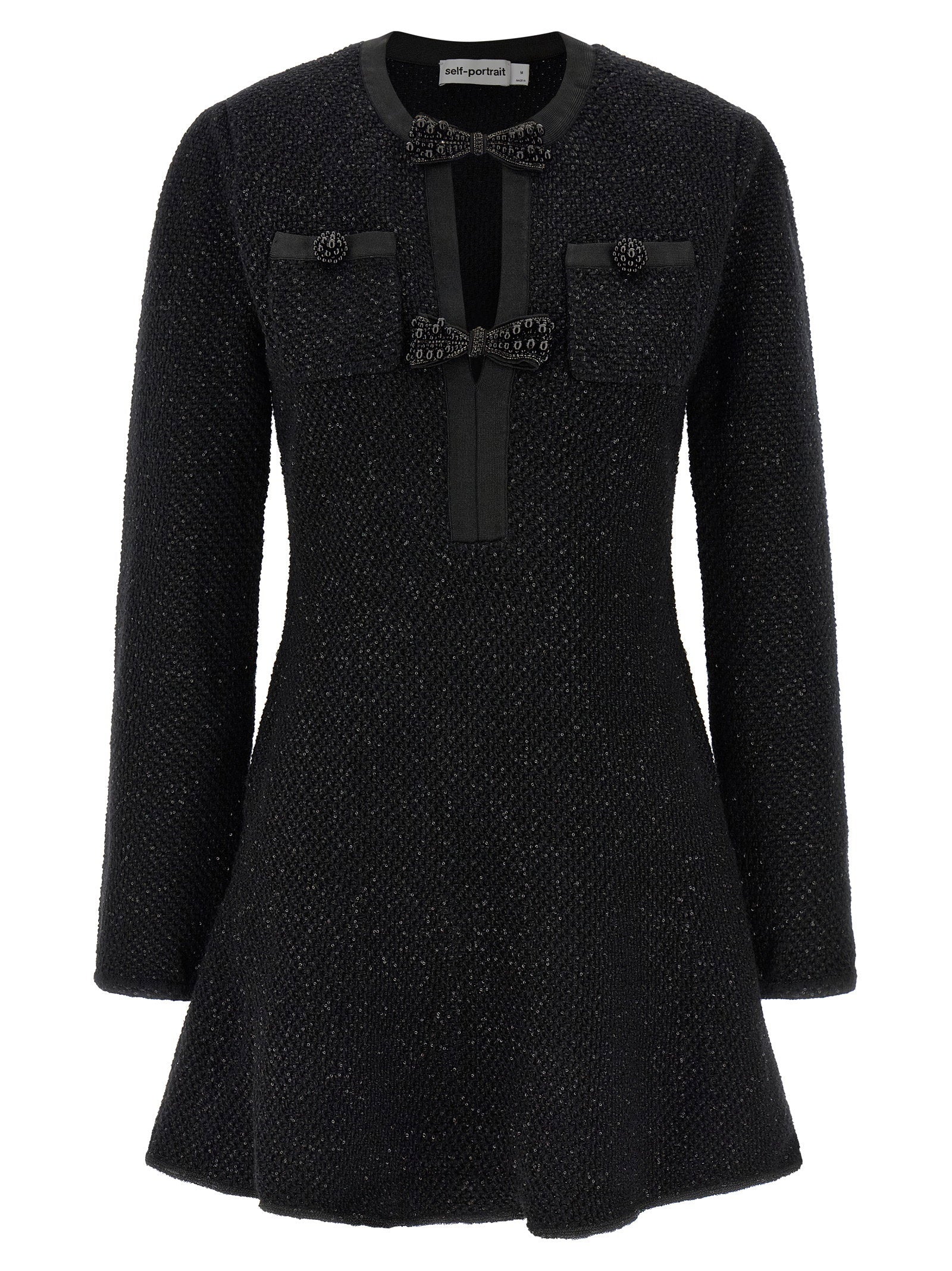Black Sequin Knit Mini Dress
