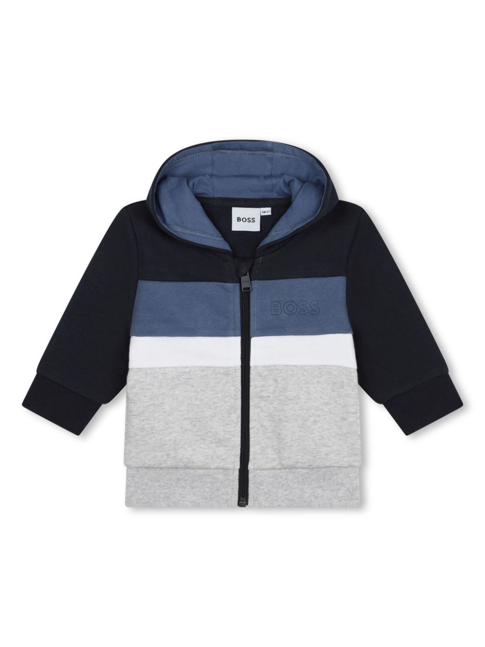 Colour-block hooded cardigan - Grey