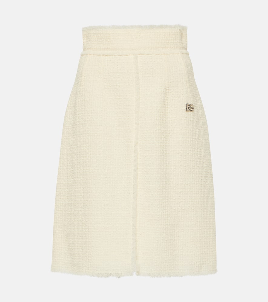 Wool-blend tweed midi skirt