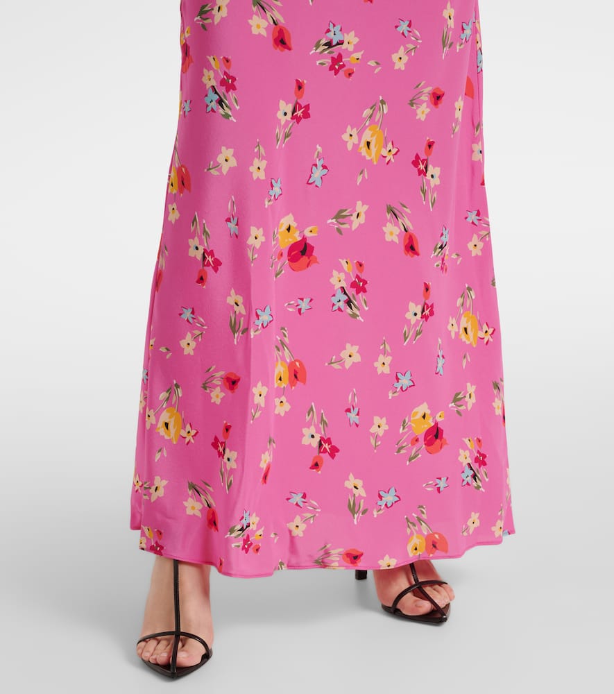 Lace-trimmed silk maxi dress