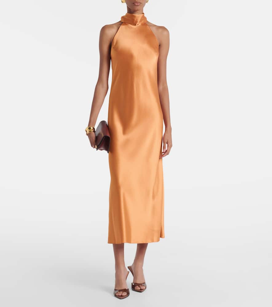 Sienna halterneck satin midi dress