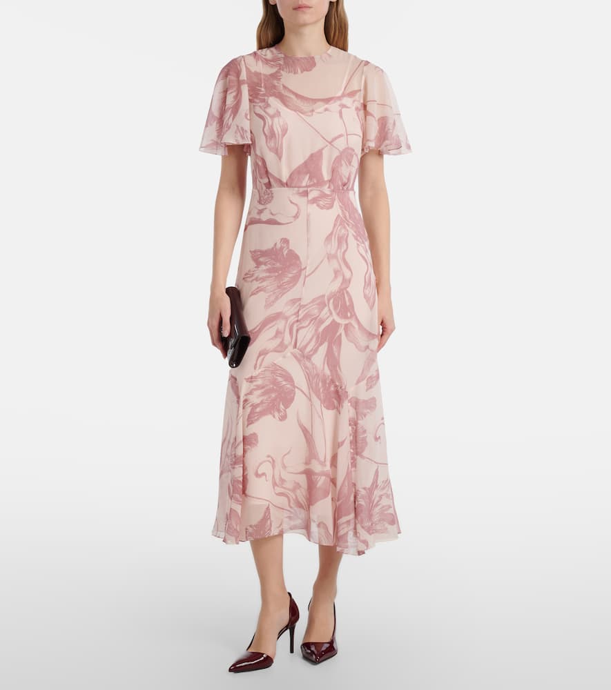 Printed silk midi dress
