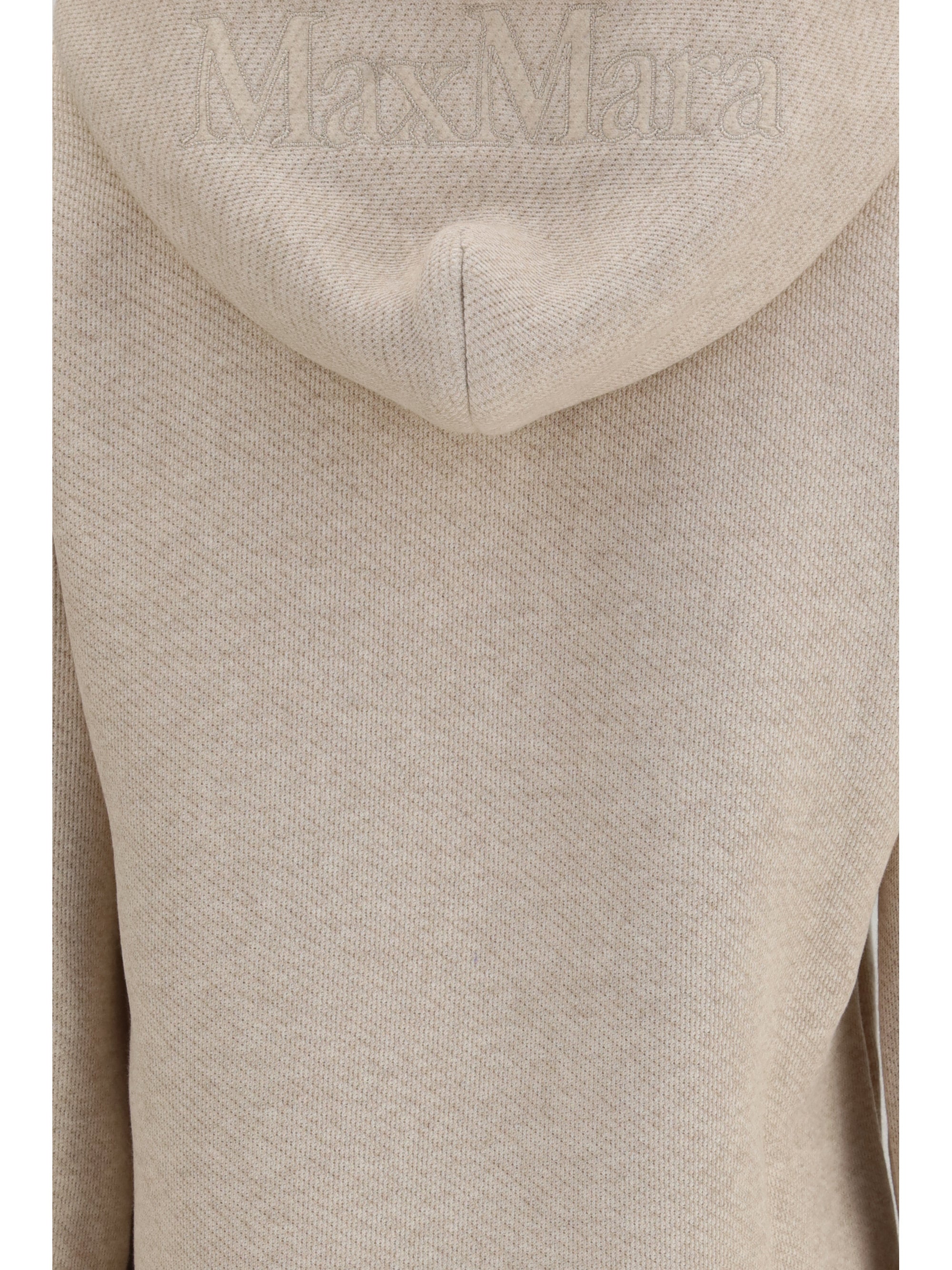 Embroidered Logo Cotton Hoodie — Beige