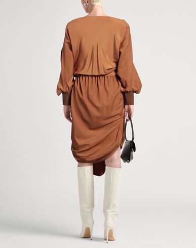 Woman Midi dress Brown Size 2 Polyester